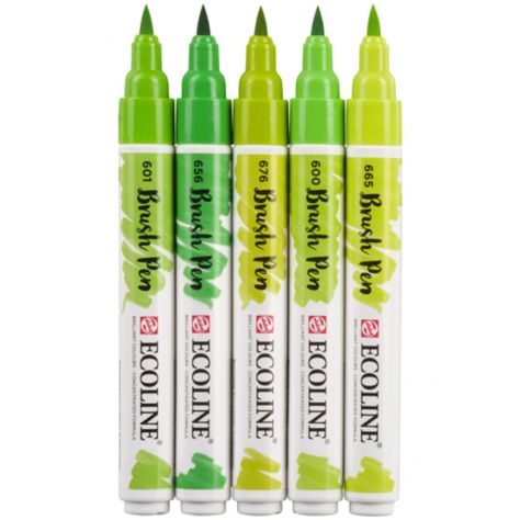 Set 5 Marcadores Acuarela Ecoline Colores Verde-1