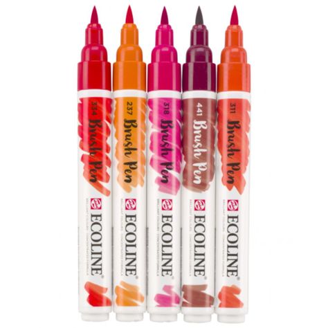 Set 5 Marcadores Acuarela Ecoline Colores Rojos-1