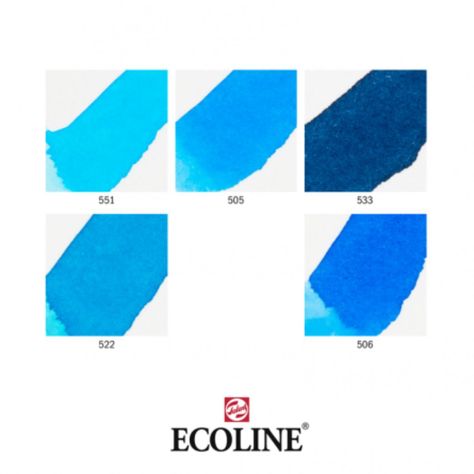 Set 5 Marcadores Acuarela Ecoline Colores Azules-2