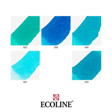 Set 5 Marcadores Acuarela Ecoline Colores Verde Azul-2