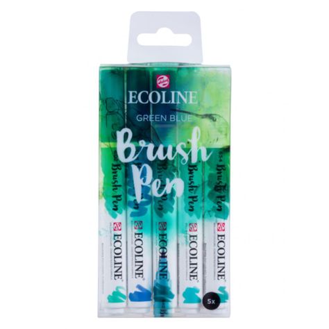 Set 5 Marcadores Acuarela Ecoline Colores Verde Azul-3