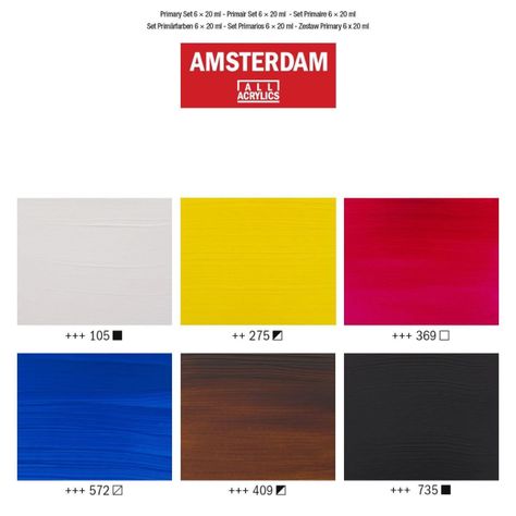 Acrílico Amsterdam Pack 6 Colores 20ml Primarios-3
