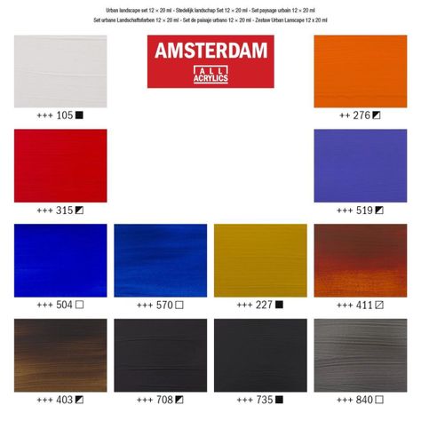 Acrílico Amsterdam Pack 12 Colores 20ml Paisaje Urbano-3
