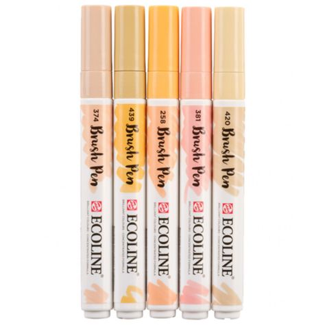 Set 5 Marcadores Acuarela Ecoline Colores Beige Rosa-0