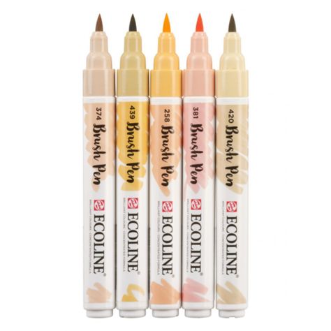 Set 5 Marcadores Acuarela Ecoline Colores Beige Rosa-1