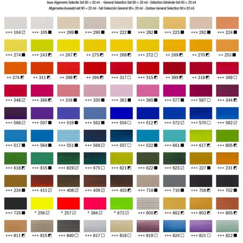 Acrílico Amsterdam Pack 90 Colores 20ml Selección General-3
