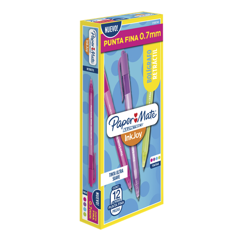 Bolígrafo Retráctil Inkjoy Paper Mate Punta Fina Surtido X12-0
