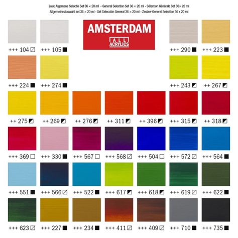 Acrílico Amsterdam Pack 36 Colores 20ml Selección General-4