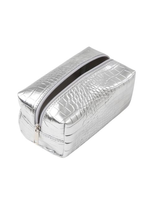 Cosmetiquero Croco Plateado i-D-1