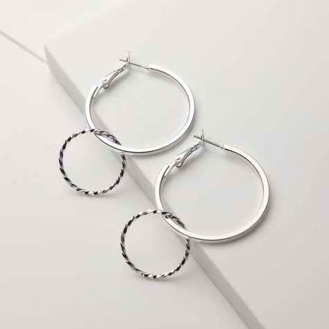Aros Largos Plateados Essential Loop Humana-0