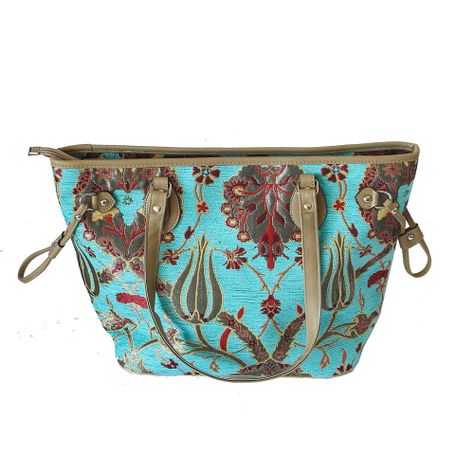 Cartera grande de hombro Jardín Turquesa-0