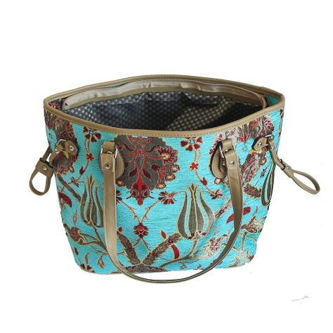 Cartera grande de hombro Jardín Turquesa-1