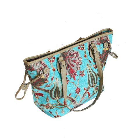 Cartera grande de hombro Jardín Turquesa-2