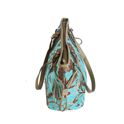 Cartera grande de hombro Jardín Turquesa-3