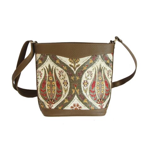 Cartera Mediana Tulipanes Beige-1