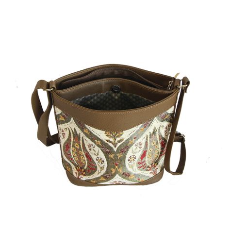 Cartera Mediana Tulipanes Beige-3