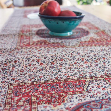 Camino de mesa 2 m Iznik rojo y beige-1