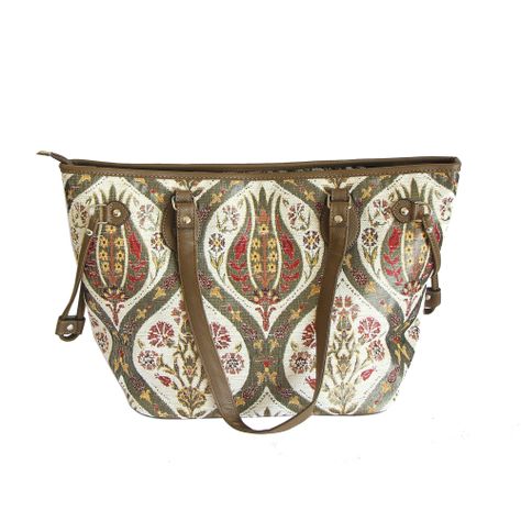 Cartera grande de hombro Tulipanes Beige-0