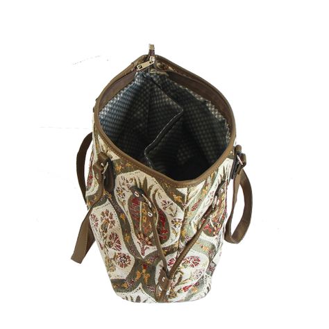 Cartera grande de hombro Tulipanes Beige-4
