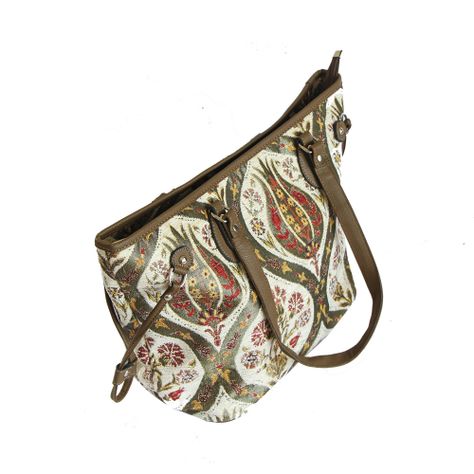 Cartera grande de hombro Tulipanes Beige-5
