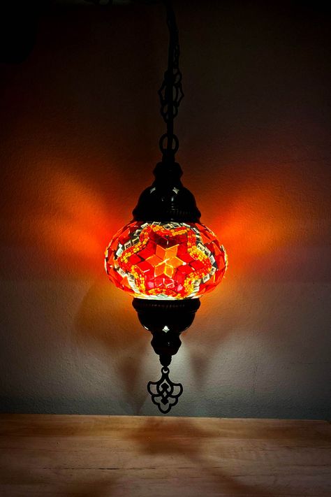 Lámpara turca colgante S Cicek naranja-1