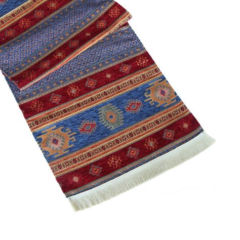 Camino de mesa 2 m kilim azul y rojo-0