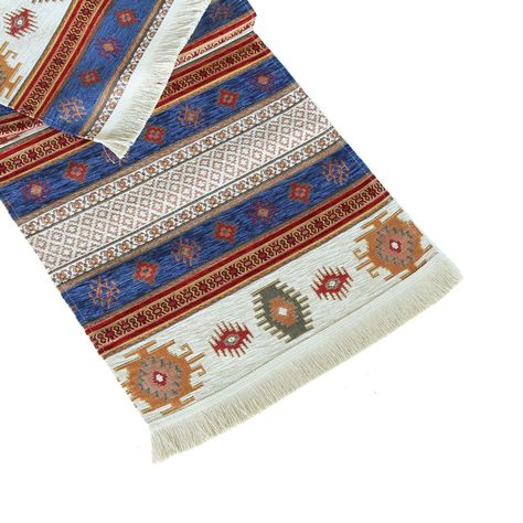 Camino de mesa 2 m kilim azul y beige-0