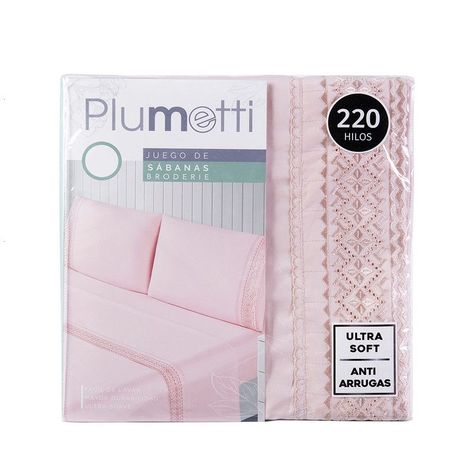 Sabana MF Plumetti Broderie King Rosado-4