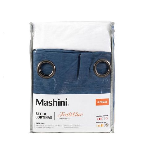 Set Cortina BlackoutEmb. 8pzas Arg. 140x220 Azul Frutillar-0
