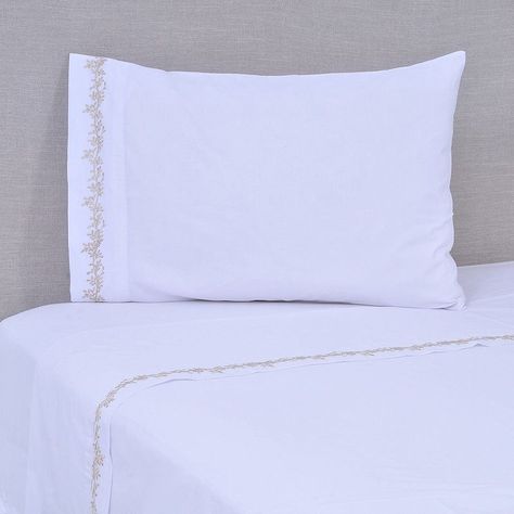 Sábana Bordada 180 Hilos 1.5 P Ramas Beige-0