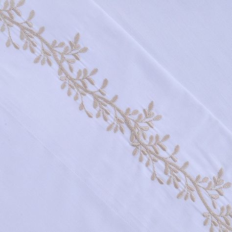 Sábana Bordada 180 Hilos 1.5 P Ramas Beige-1