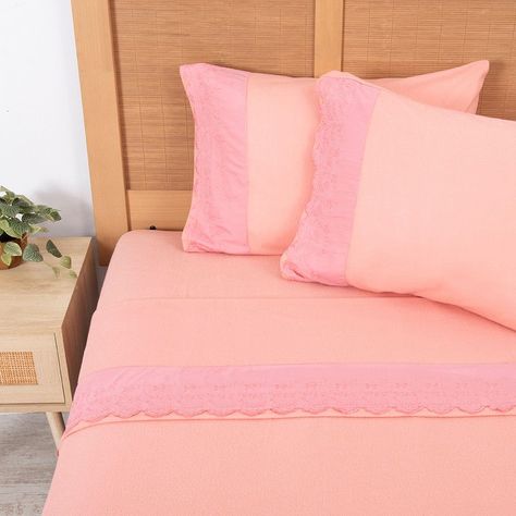 Sabana Polar Lisa Broderie King Rosado-0