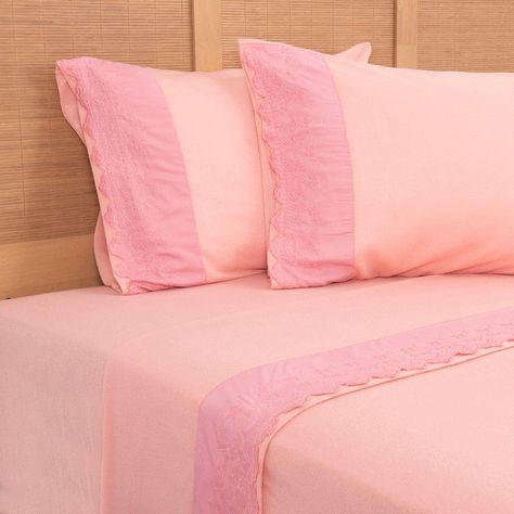Sabana Polar Lisa Broderie King Rosado-1