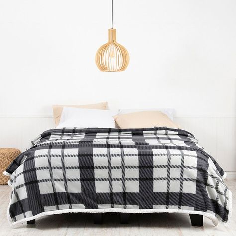 Frazada Polar-Sherpa Est. 1.5 P Tartan Negro-0
