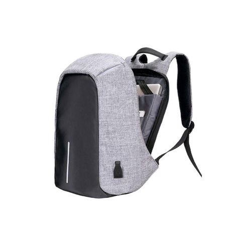 Mochila Para Notebook Antirrobo Con Puerto Usb Gris-0
