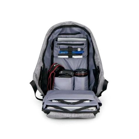 Mochila Para Notebook Antirrobo Con Puerto Usb Gris-1