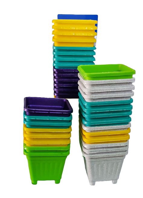 Pack 50 Unidades Macetero Cuadrado 10 Cm Colores-0