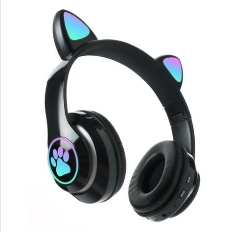 Audífonos inalámbricos Bluetooth RGB Orejas gato-5