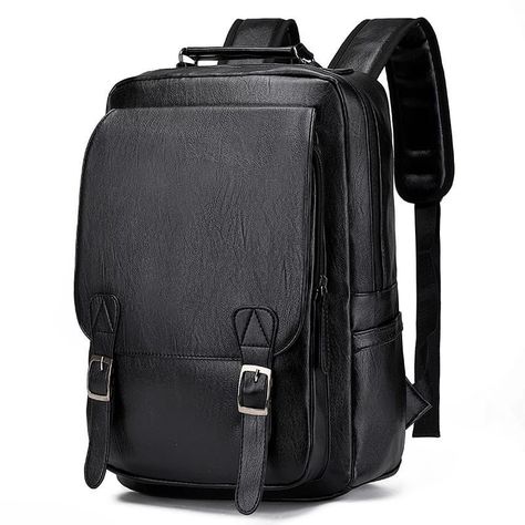 Mochila De Cuero Ecológico Impermeable De Gran Capacidad.-0