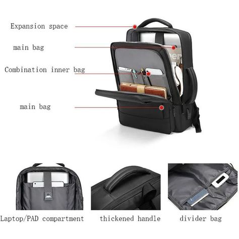Mochila Movac Essence Antirrobo Con Puerto Usb. Multifuncional.-2