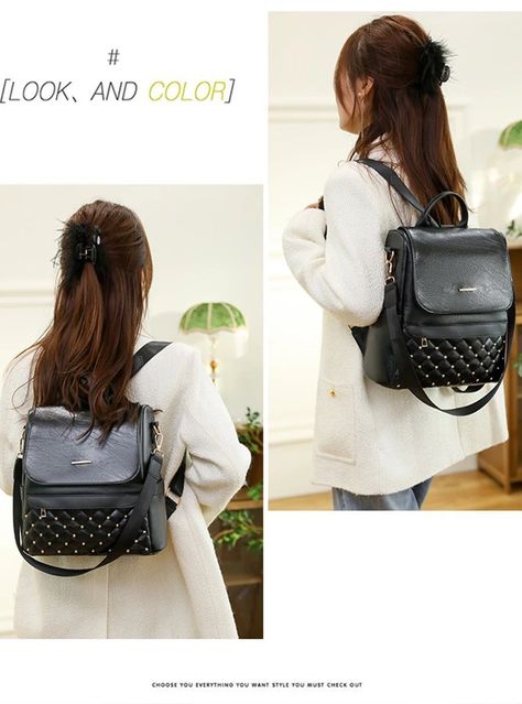Mochila Cartera Antirrobo De Cuero PU Elegante.-2
