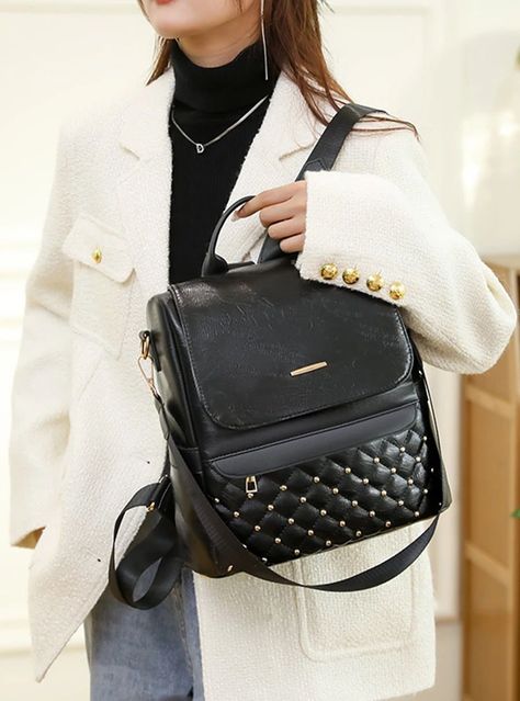 Mochila Cartera Antirrobo De Cuero PU Elegante.-3