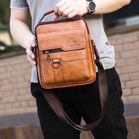 Bolso Bandolera Maletín De Hombro Cuero Ecológico De Hombre-2