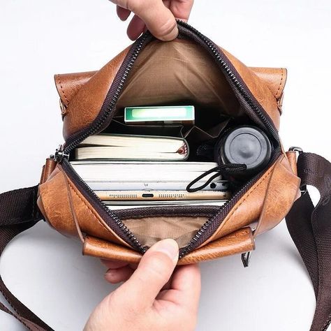 Bolso Bandolera Maletín De Hombro Cuero Ecológico De Hombre-4