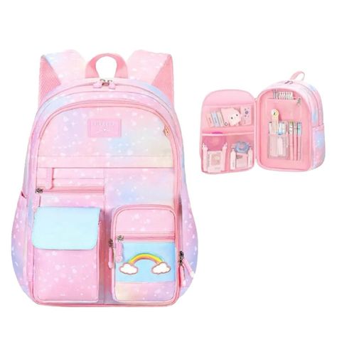 Mochila Escolar Unicornio Arcoíris Infantil Kawai Para Niña-1