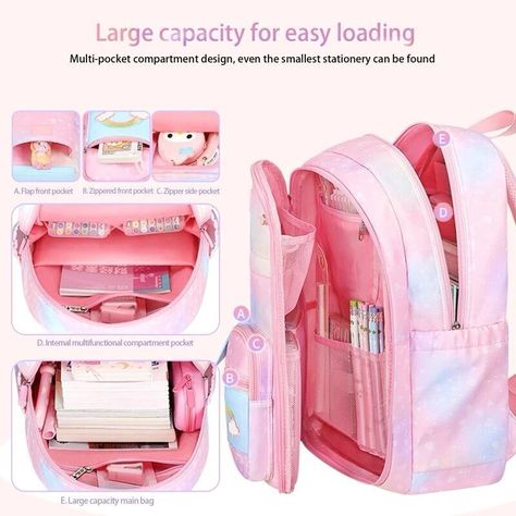 Mochila Escolar Unicornio Arcoíris Infantil Kawai Para Niña-2