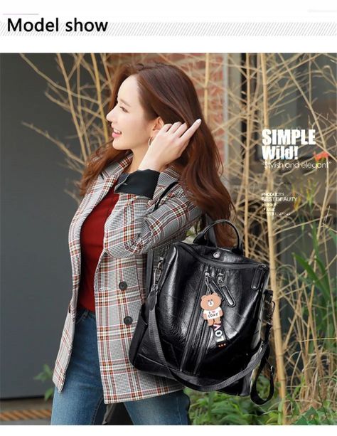 Mochila MOVAC Ultra Elegance Antirrobo para Mujer De Material Cuero PU -3