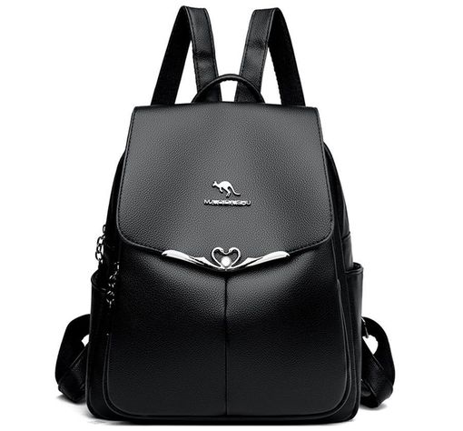 Mochila Bolso de Mujer Cuero Pu Suave Juvenil Impermeable Gran Capacidad -0