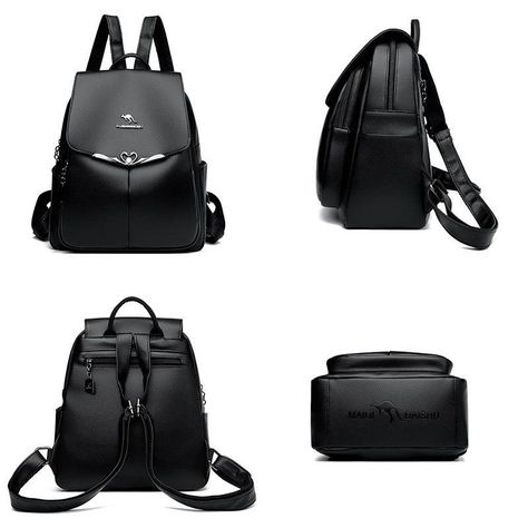Mochila Bolso de Mujer Cuero Pu Suave Juvenil Impermeable Gran Capacidad -1