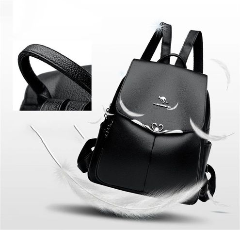 Mochila Bolso de Mujer Cuero Pu Suave Juvenil Impermeable Gran Capacidad -5
